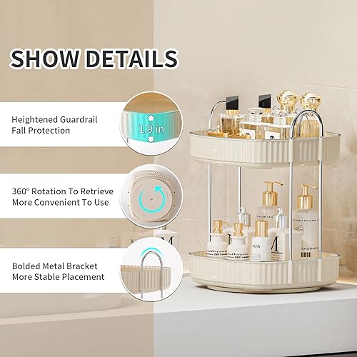 Miniatura 3 de shuang qing Organizador giratorio de perfume para encimera de baño, organizador de maquillaje giratorio de 360 para tocador, almacenamiento de