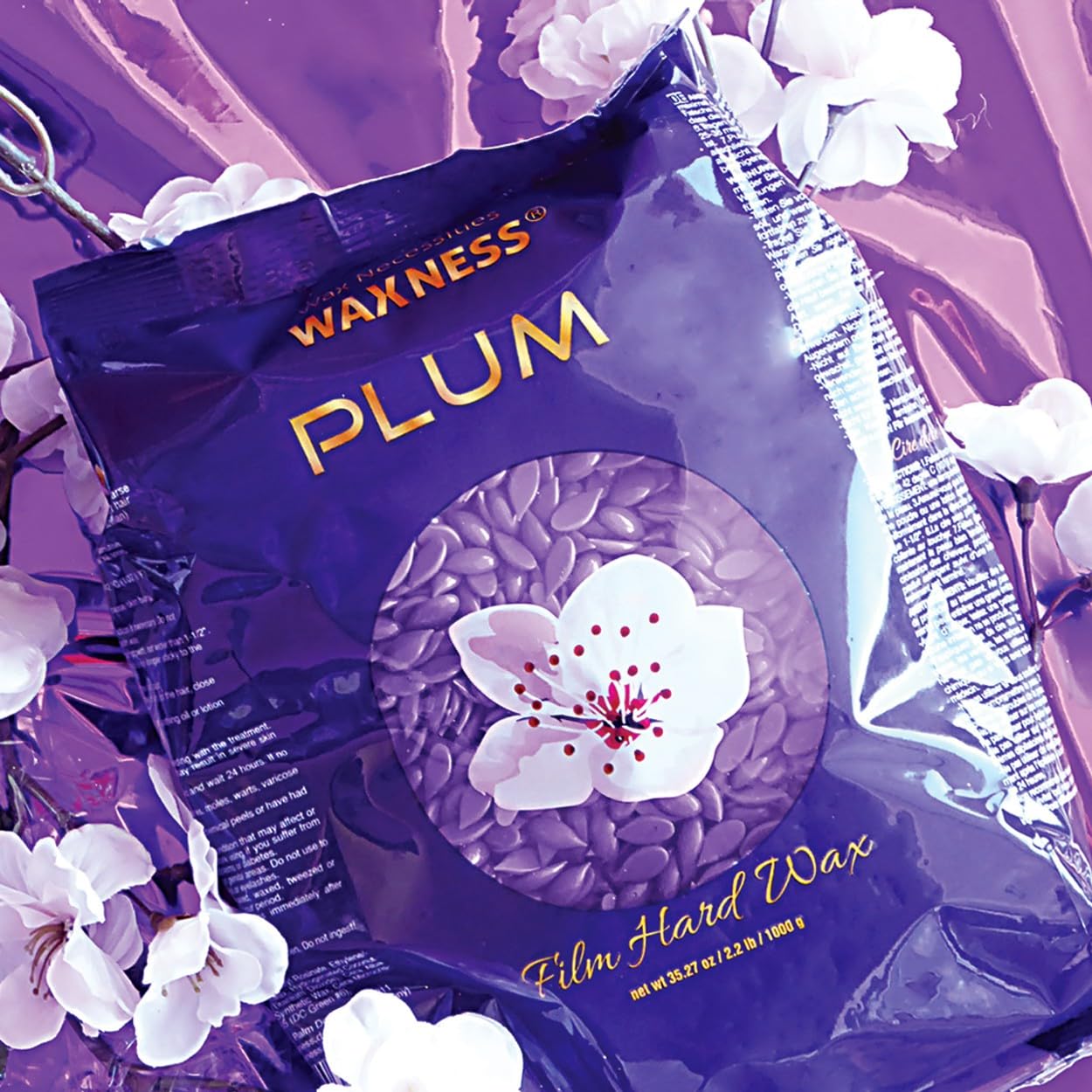 Waxness Film Hard Wax Beads Plum 2.2 lb (1 kg) Pack of 2 – Stripless Professional Hard Wax for Face & Body, Smooth Application, Suitable for Sensitive Skin – Made in Italy