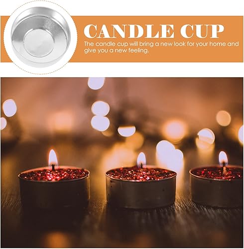 Miniatura 5 de EXCEART 100 vasos de vela, latas de té, recipientes de velas, portavelas de aluminio, protectores de goteo de velas, latas vacías para hacer velas