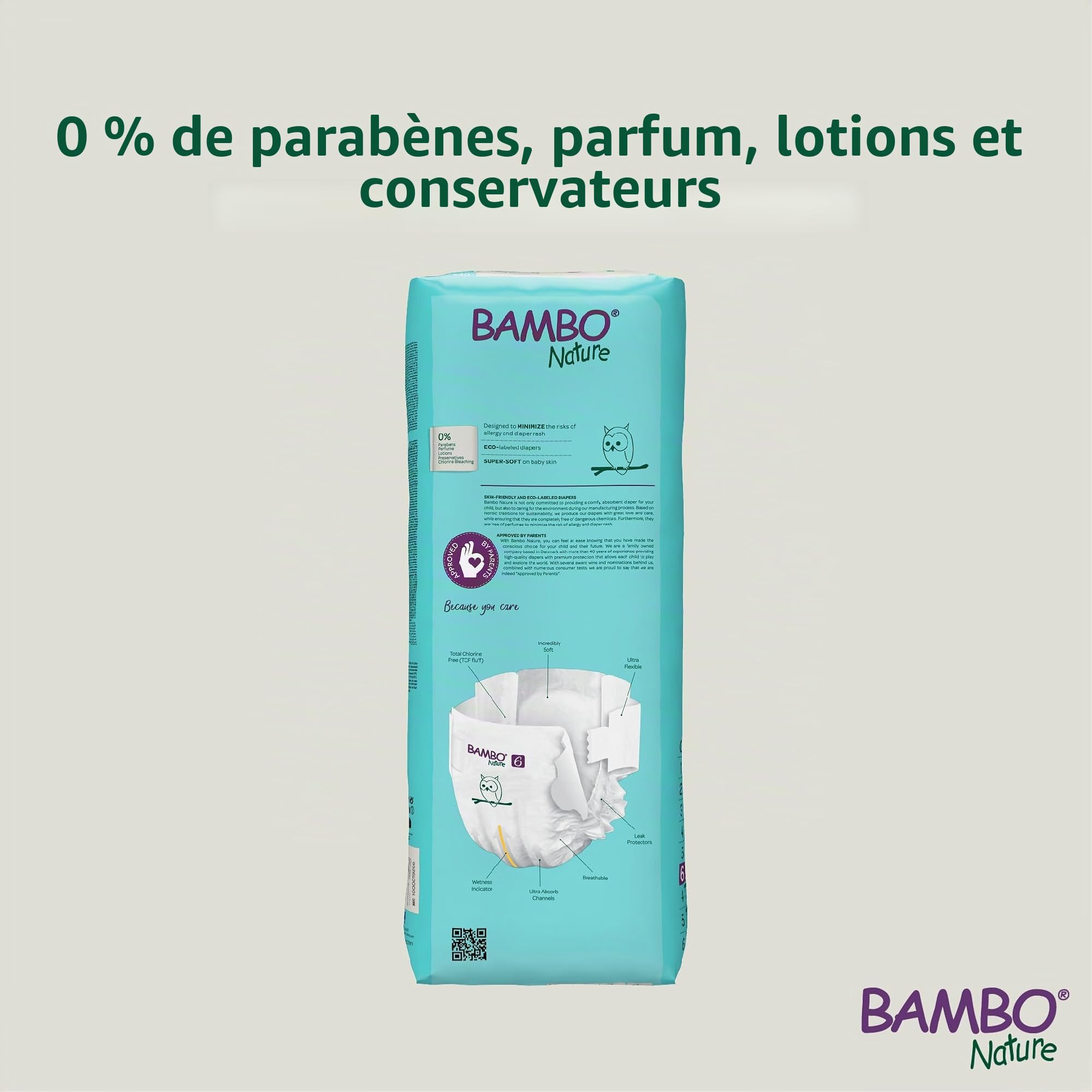 Bambo Nature Couches écologiques de qualité supérieure, couches durables étiquetées écologiques, protection améliorée contre les fuites, couches sûres et confortables pour bébé, sûres et confortables