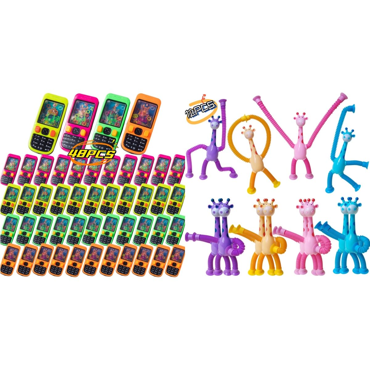Nbguigdstr 48PCS Handheld Water Game + 12 Pcs Telescopic Suction Cup Giraffe Toy