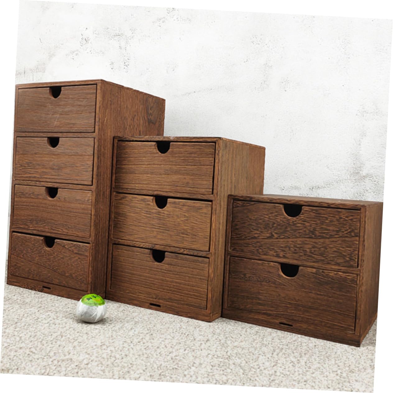 Boîte de rangement en bois marron avec 3 tiroirs – Bureau coulissant pour solutions de rangement à domicile et bureau, étagère élégante et fonctionnelle pour un espace de travail sans encombrement