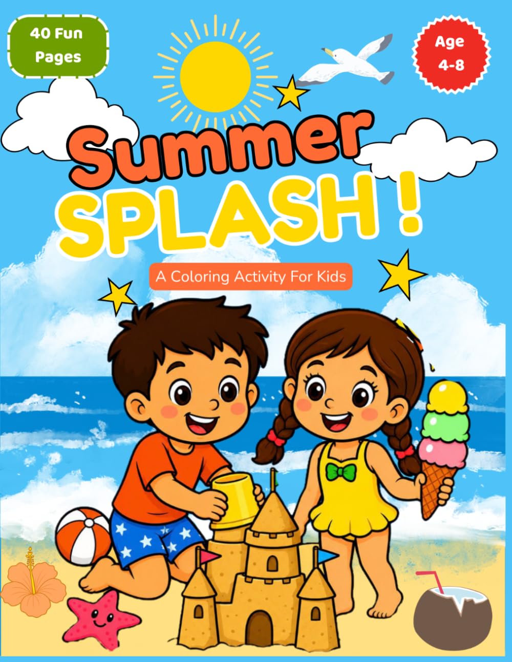 Bold & Easy Summer Adventures Coloring Book: Adorable Kids Enjoying Sunny Days | Easy & Fun Designs for Ages 4-8