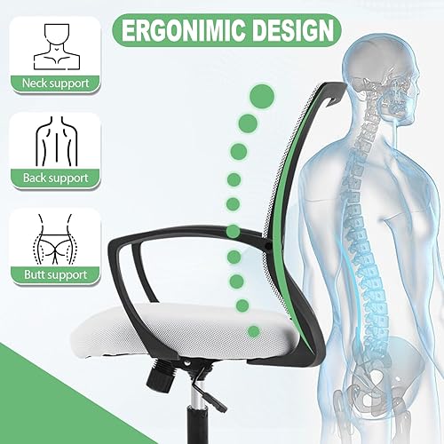 Miniatura 7 de Silla de escritorio de oficina, silla ergonómica para juegos de computadora con ruedas giratorias de 360 grados, sillas de escritorio de oficina en