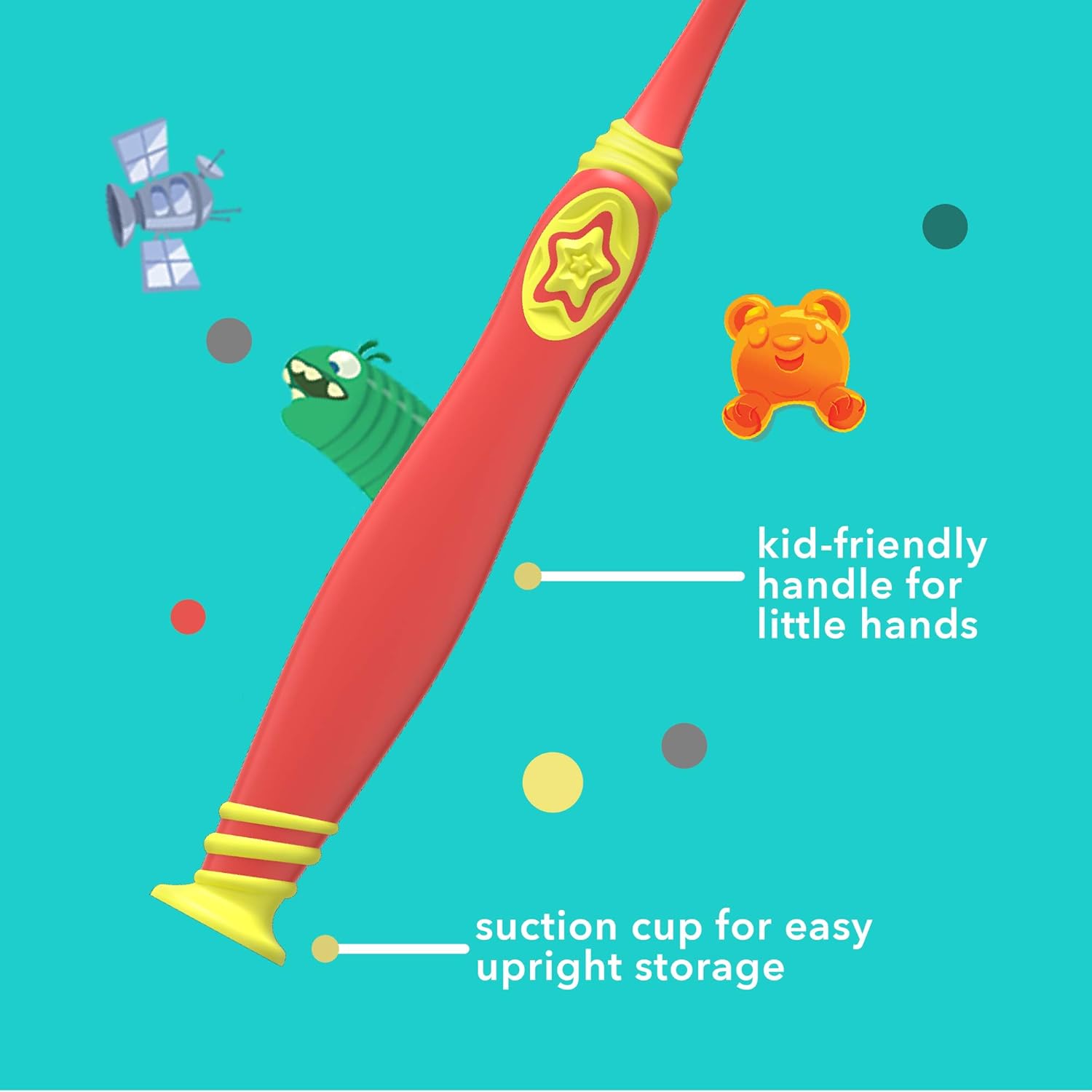 Colgate hum Kids toothbrush handle with thumb grip and suction cup