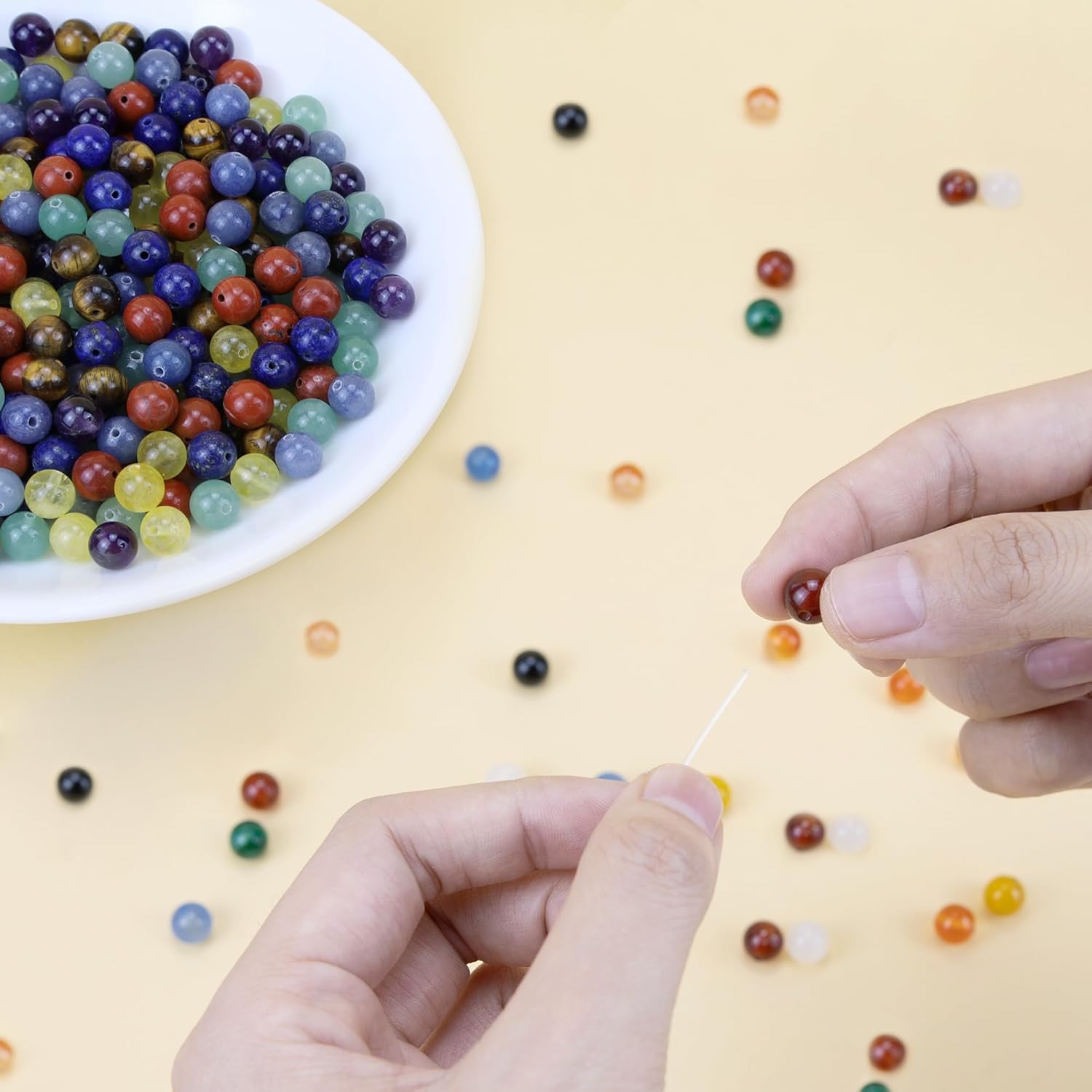 QINJIEJIE 100pcs Mixedcolor Amazonite Natural Stone Beads 8mm Round Genuine Real Stone Loose Gemstone Stone Beads for DIY Bracelet Necklace Earrings Jewelry Making Crystal Beads 2 Strand 32" - Image 7