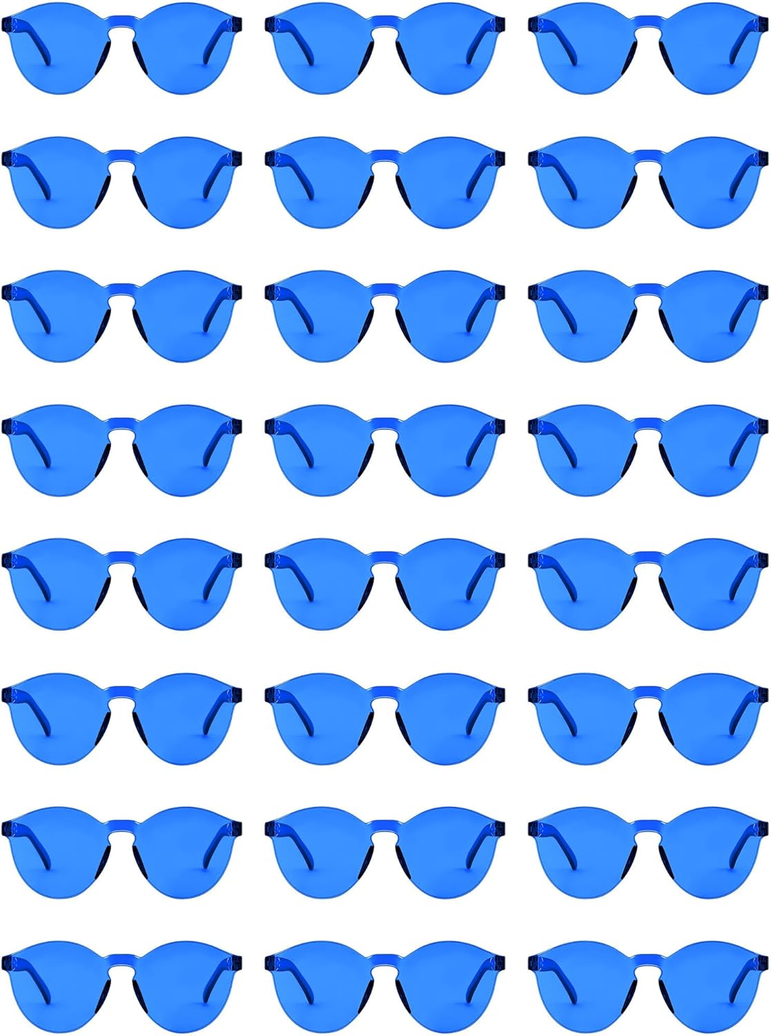 Hoteam 24 Pairs Rimless Round Sunglasses Bulk Tinted Party Sunglasses Transparent Candy Color Eyewear for Women Men Party