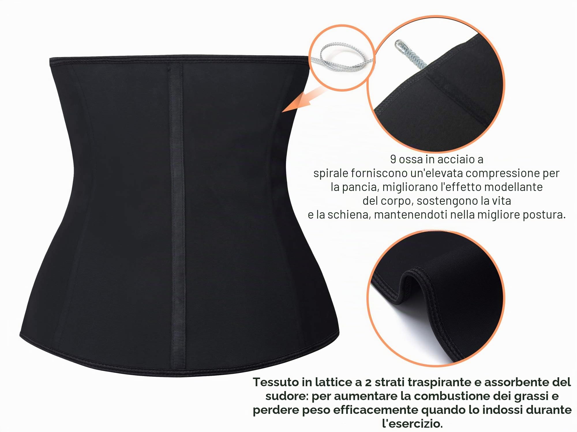 YIANNA Corsetto Donna Stringivita Modellante Dimagrante Pancera Contenitiva Pancia Piatta Latex Waist Trainer Bustino Body Shaper