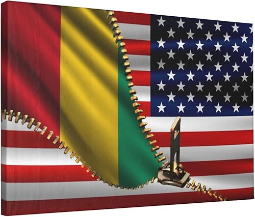 Wall Painting Decor Usa American And Guinea Flag Canvas Wall Art Prints 12x18 Inch Frameless Wall Decor Poster For Living Room Bedroom Office