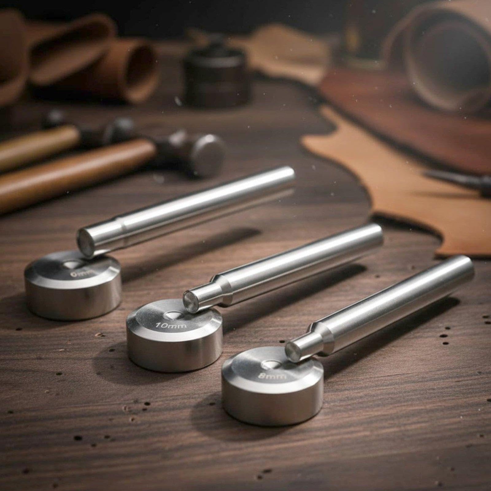 Kit de Herramientas para Colocar Remaches, Base para Remaches de Cuero, Perforadora de Agujeros, Cortadora de Remaches, Kit de Herramientas para, 6 Mm, 8 Mm Y 10 Mm