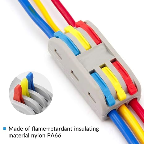 16pcs Lever Nut Wire Connectors, Conductor Compact Wire Connectors 6 Hole Quick Cable Clamp Terminal Block Spring Connector Electrical Connectors (Multicolor Lever)
