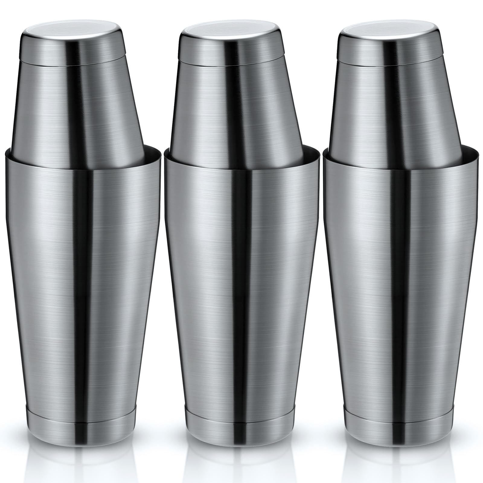 Sabary 6 Pcs Shakers Bartending Boston Cocktail Shaker, Sanding Silver