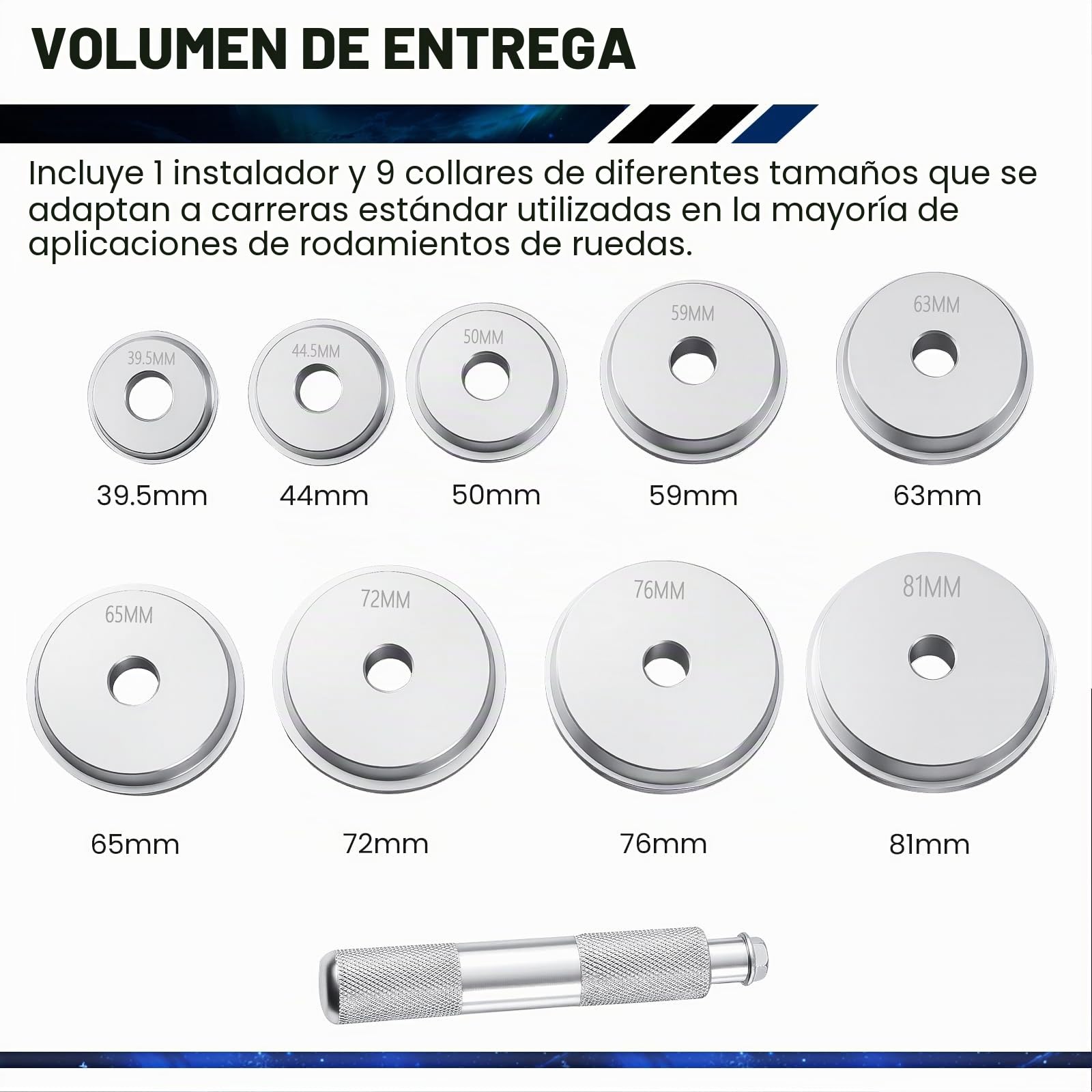ATPEAM 10 Piezas Extractor de Rodamientos y Sellos, Kit Profesional de Instalación y Extracción con Adaptadores de Aluminio para Taller y Reparación de Ruedas