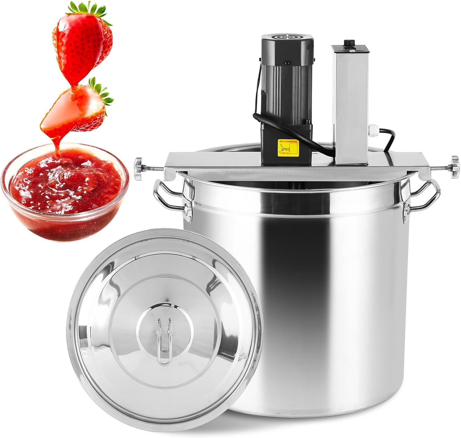 Automatic Food Mixer 40L/10.5 Gal Sauce Stirrer Frying Machine Electric Mixer Machine Commercial Pot Seasoning Bottom Soup Sauce Stirrer for for Making Jam, Sauce (110V)