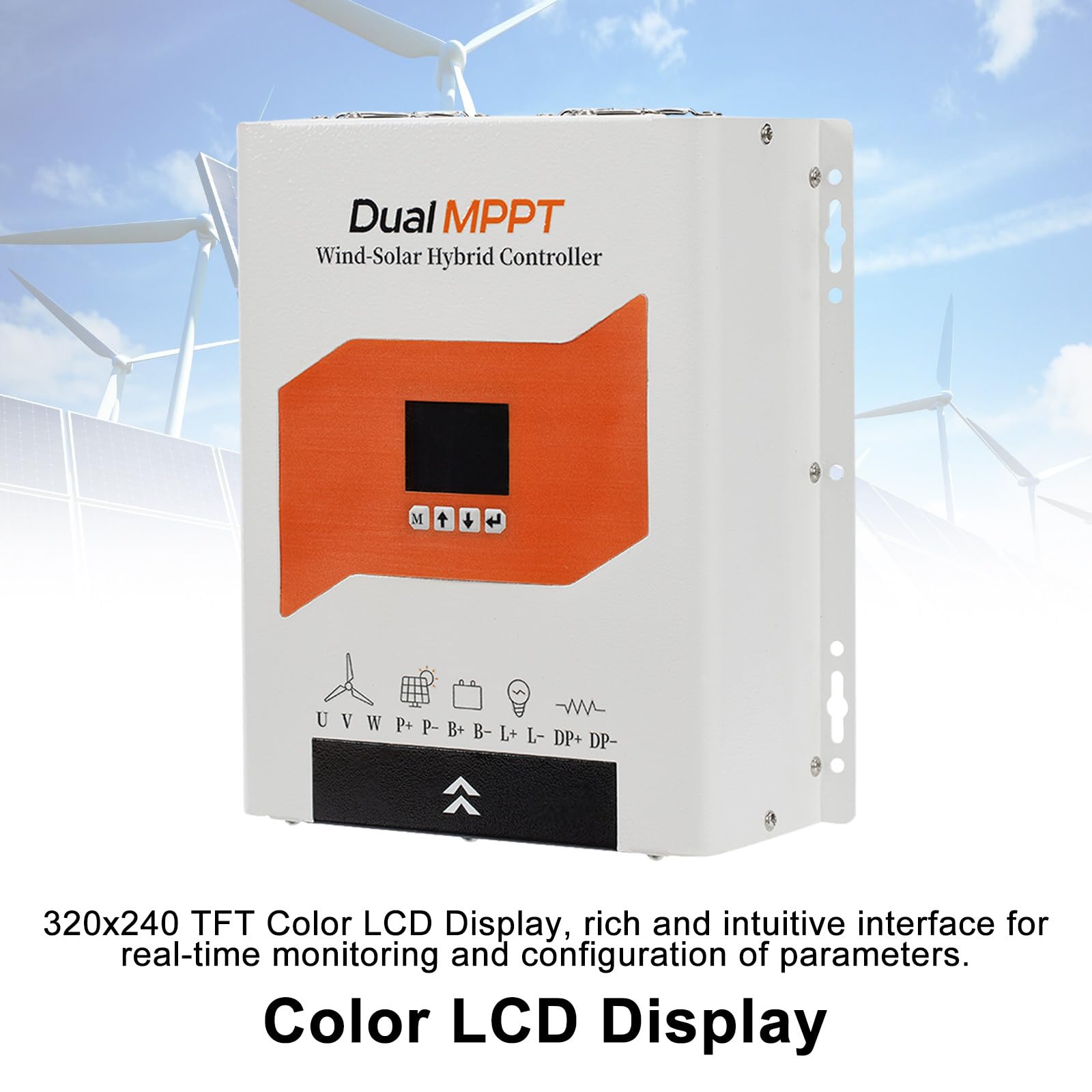 Kolorowy Regulator łAdowania Wiatrowo-SłOnecznego Z PodwóJnym Mppt I ZewnęTrznym ObciążEniem, 5000 W, 12 V/24 V/48 V, Do Zastosowań W Pojazdach 12V/24V