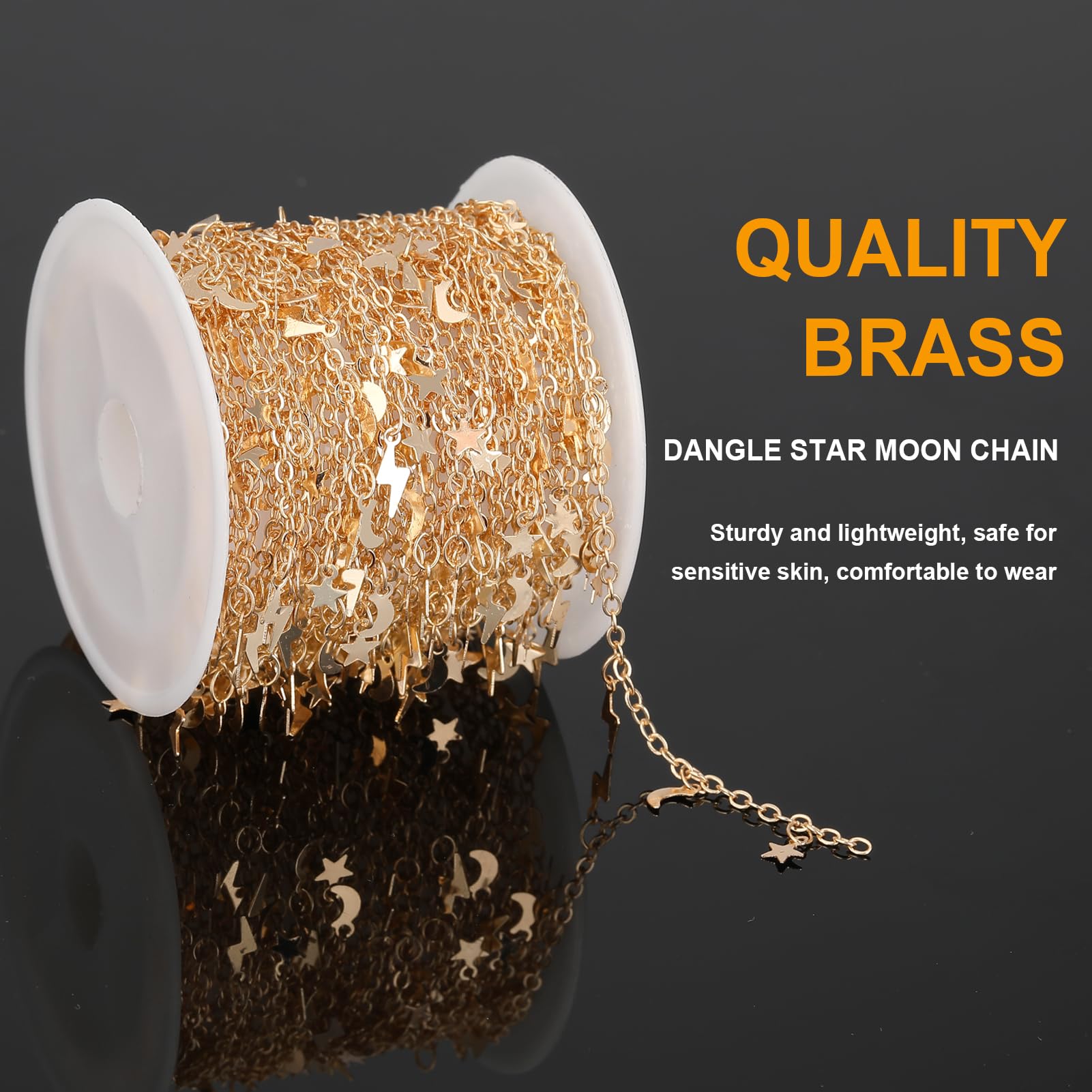 Amazon.com: KYUNHOO 16.4 Feet Gold Plated Brass Chain Bulk Dainty Cable Chain  Link on Roll Star Moon Decoration Chains for Jewelry Craft DIY Finding  Jewelry Making Supplies : Arts, Crafts & Sewing