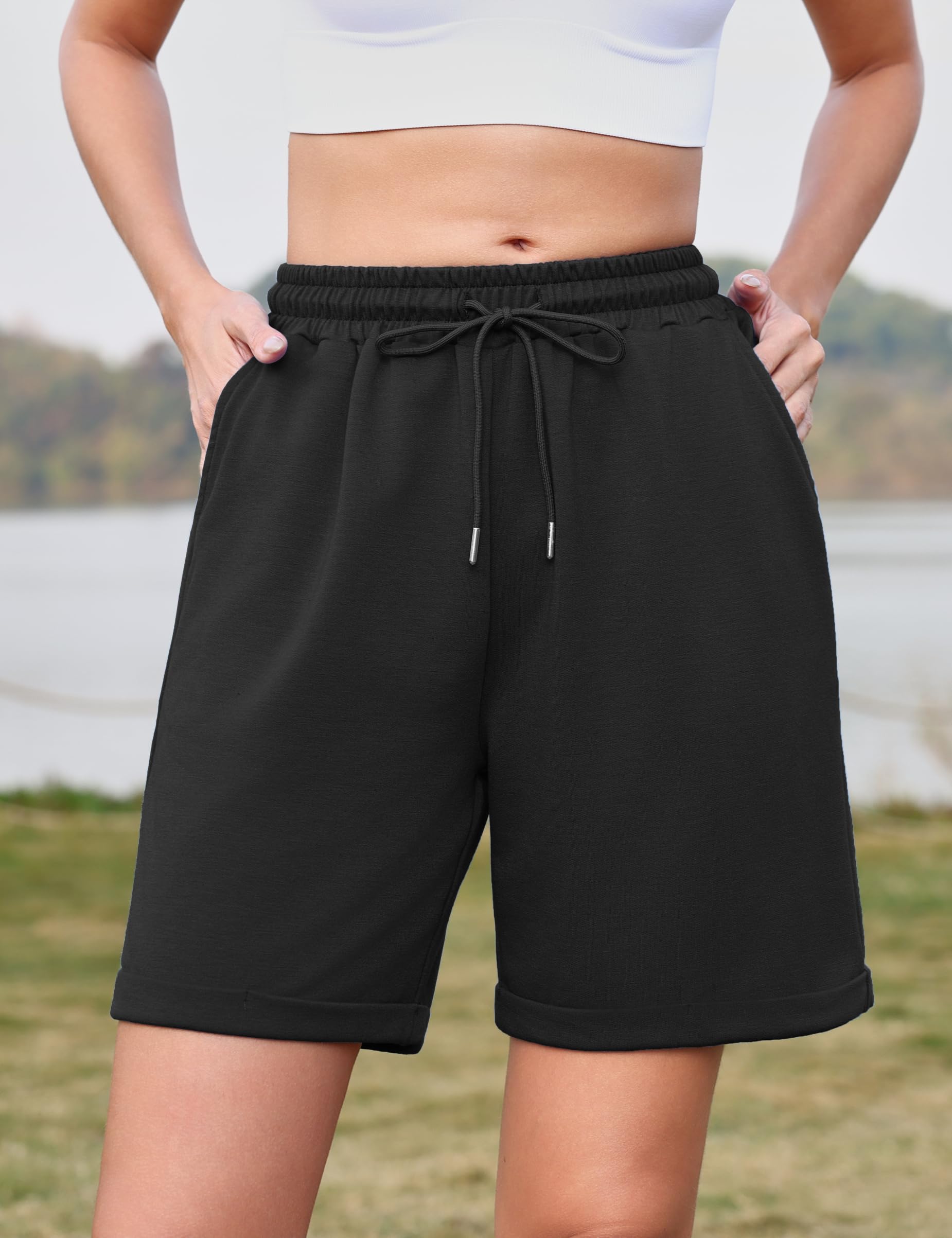 Pantalones Cortos Mujer Algodón Verano Cintura Alta Cordón Ropa Deportiva Fitness Yoga S-XXL