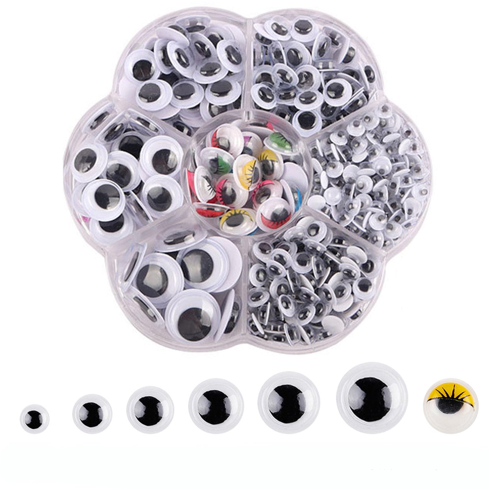 Yisomideg 動く 目玉 動眼 目パーツ 人形アイ 4mm/5mm/6mm/7mm/8mm/10m/12mm 貼り付けタイプ 約700個セット 複数の色 (B)