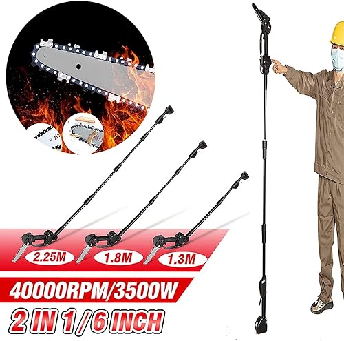 Miniatura 4 de Sierra de poste eléctrica de 21.7-88.6in ajustable 2 en 1 sierra de poste inalámbrica y mini motosierra recortadora de árbol con cargador y sierras