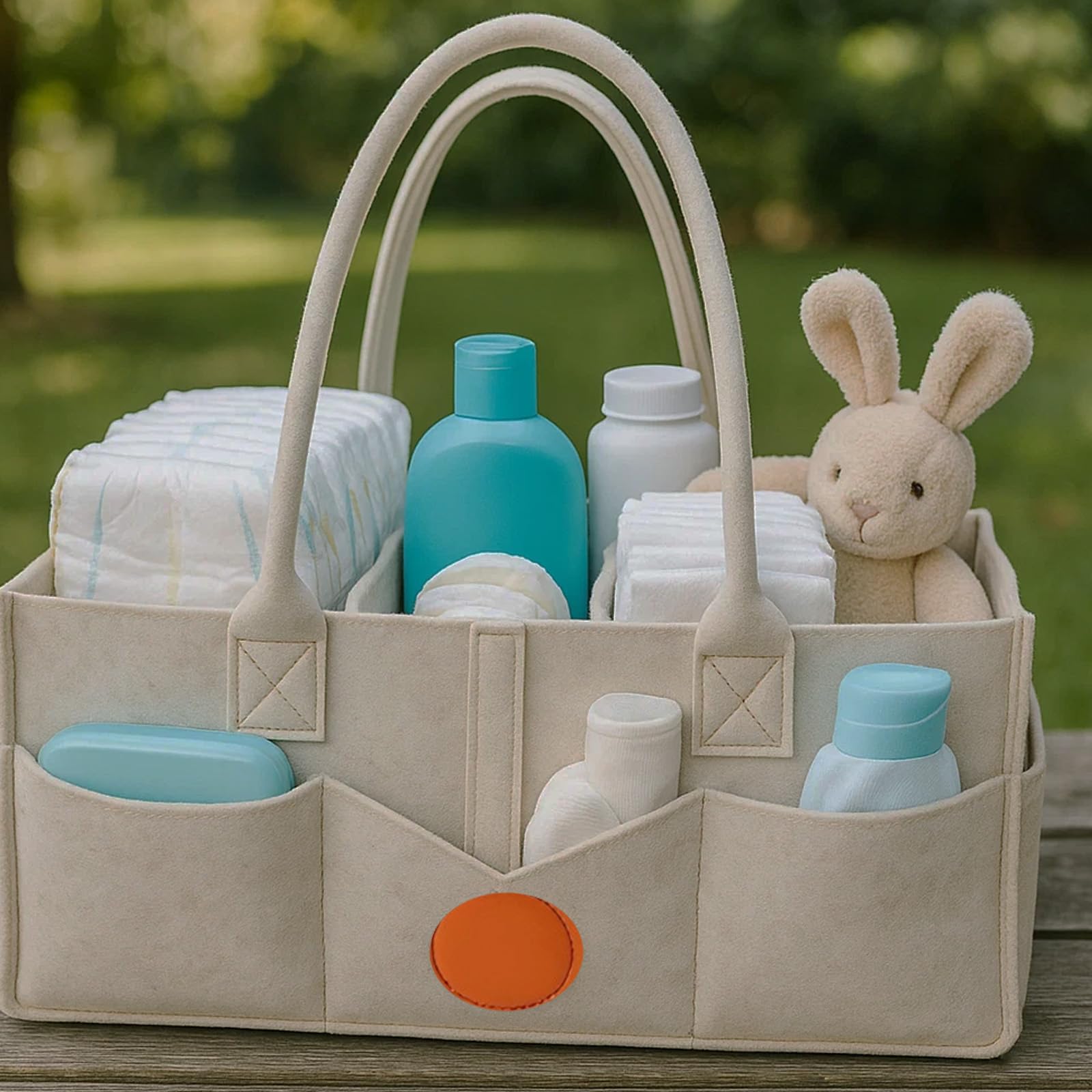 BeoTnp Nappy Caddy, Baby Essentials for Newborn Washable Felt Baby Caddy with Multiple Compartments - Image 4