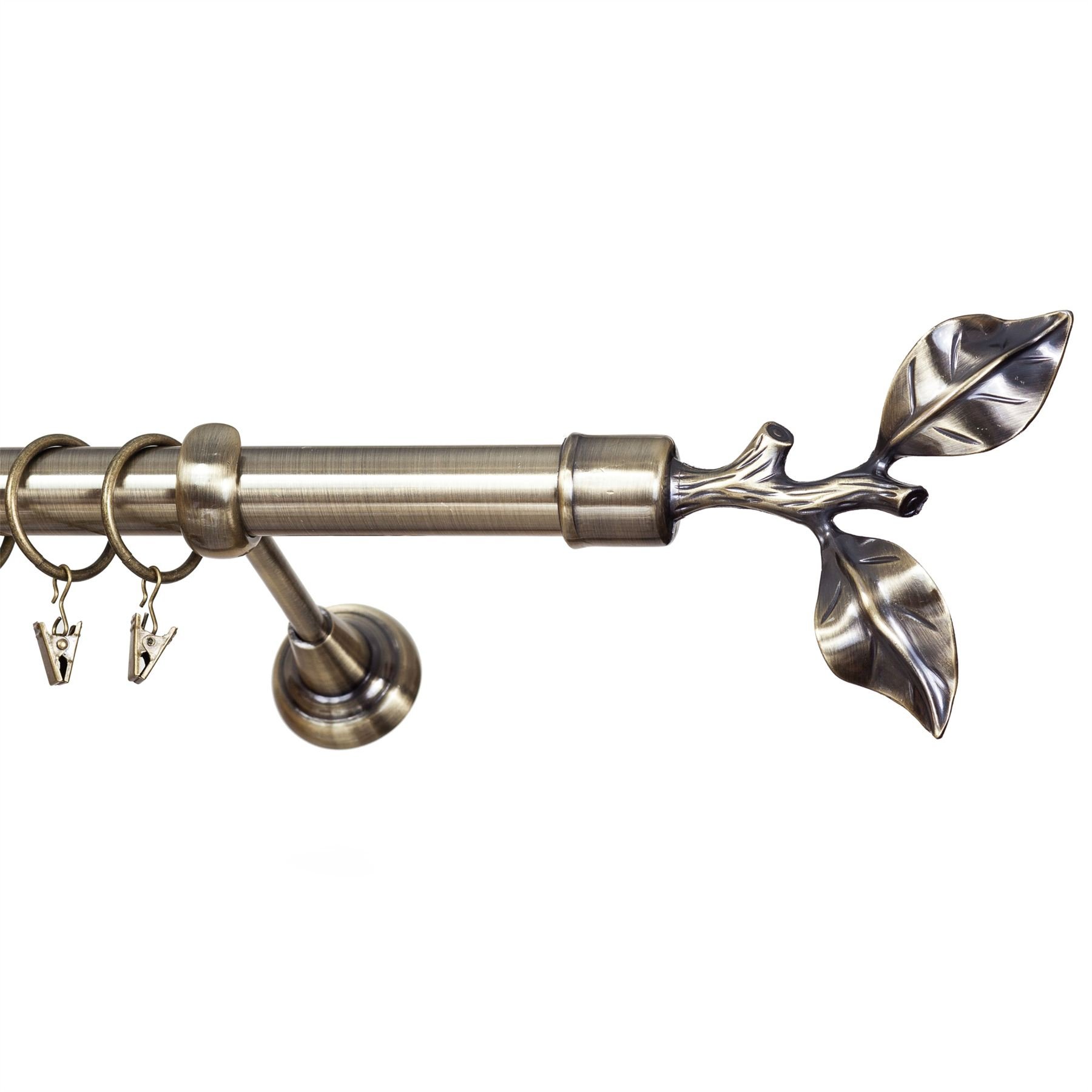 IANPAV Metal Single Curtain Rod/Pole 25mm, Antique Brass, Twig, Classic 160