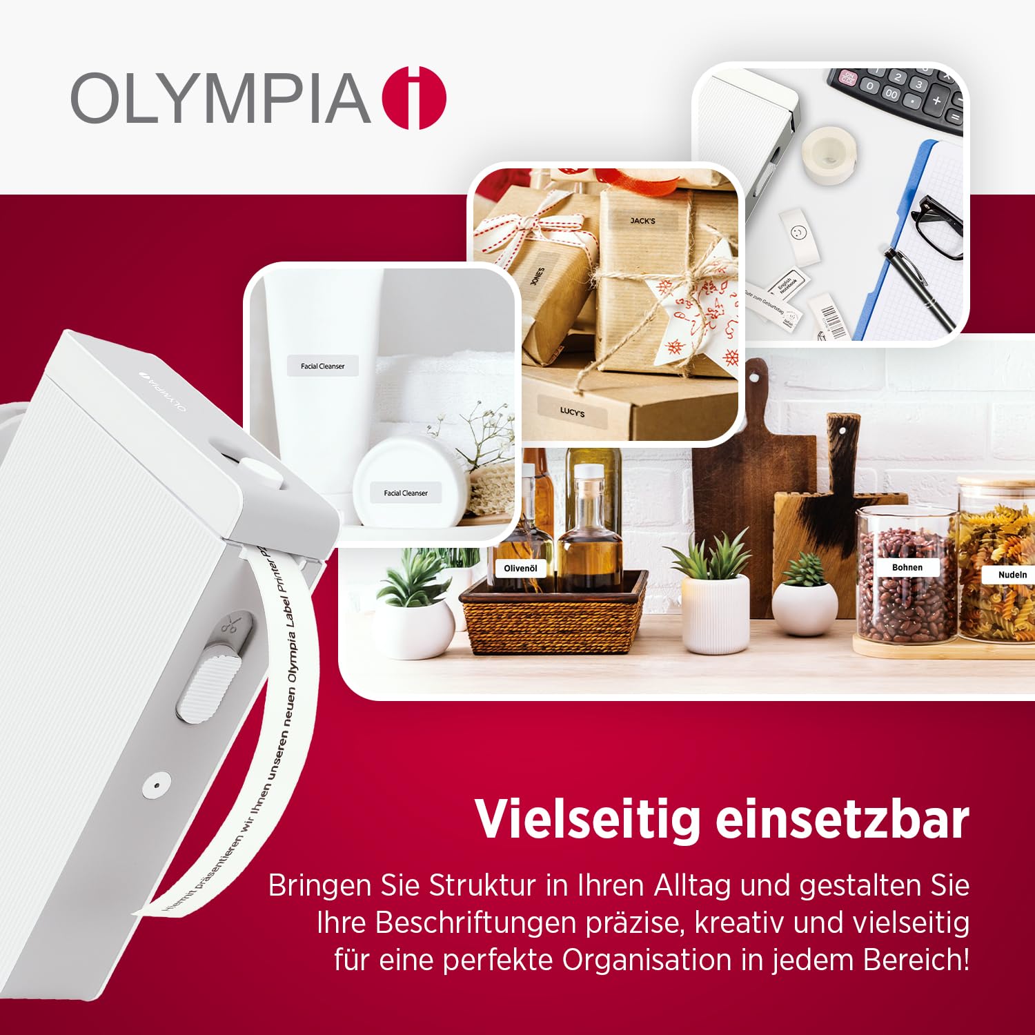 Olympia P22 drukarka etykiet do domowego biura i materiałów biurowych | drukarka termiczna Bluetooth do kuchni, biura i hobby | drukarka etykiet do papieru ciągłego | wodoodporna i odporna na