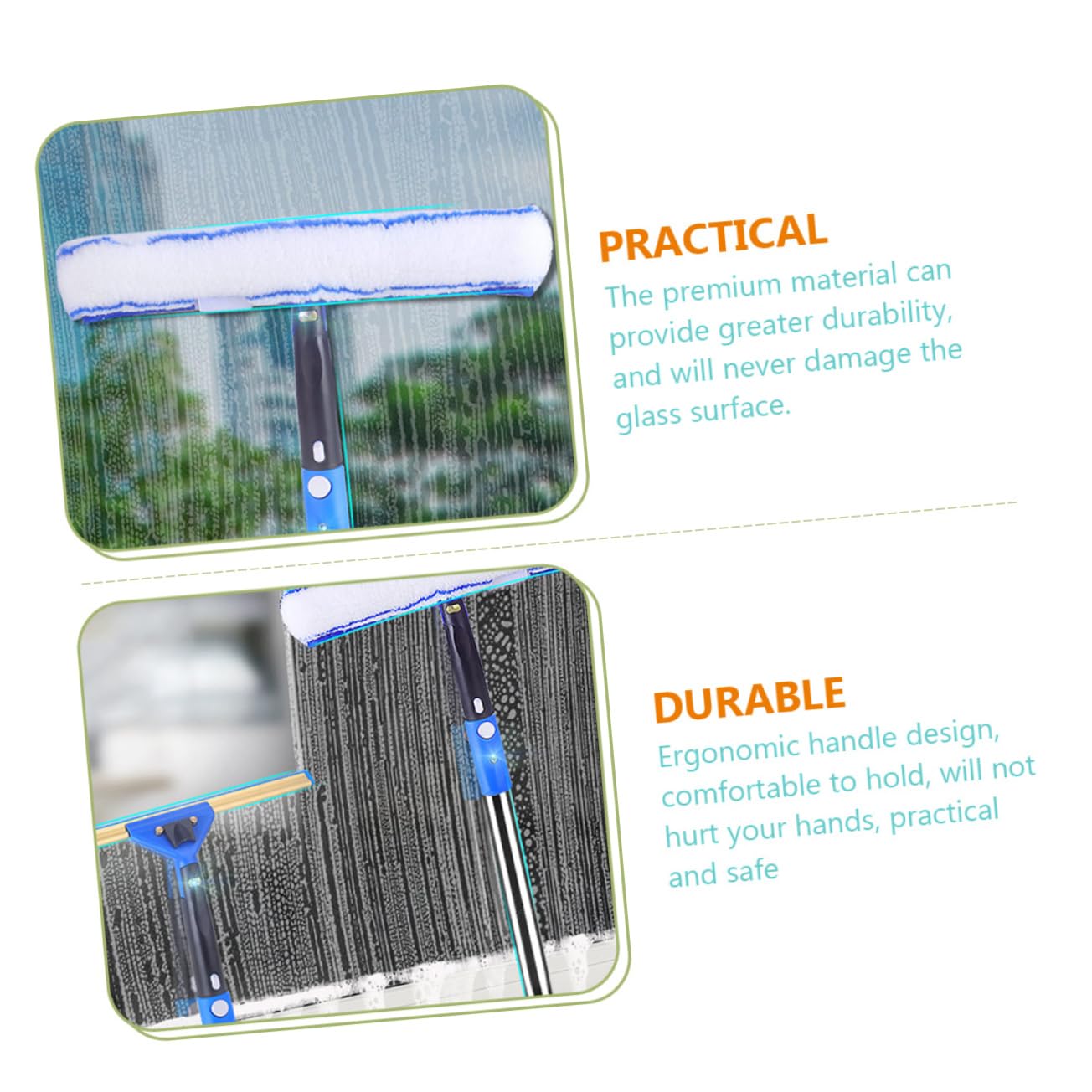 Gatuida Rasqueta Extensible para Limpieza de Ventanas con Mango Antideslizante y Paño Microfibra para Puertas Correderas Ducha y Cristales Kit Práctico y Duradero