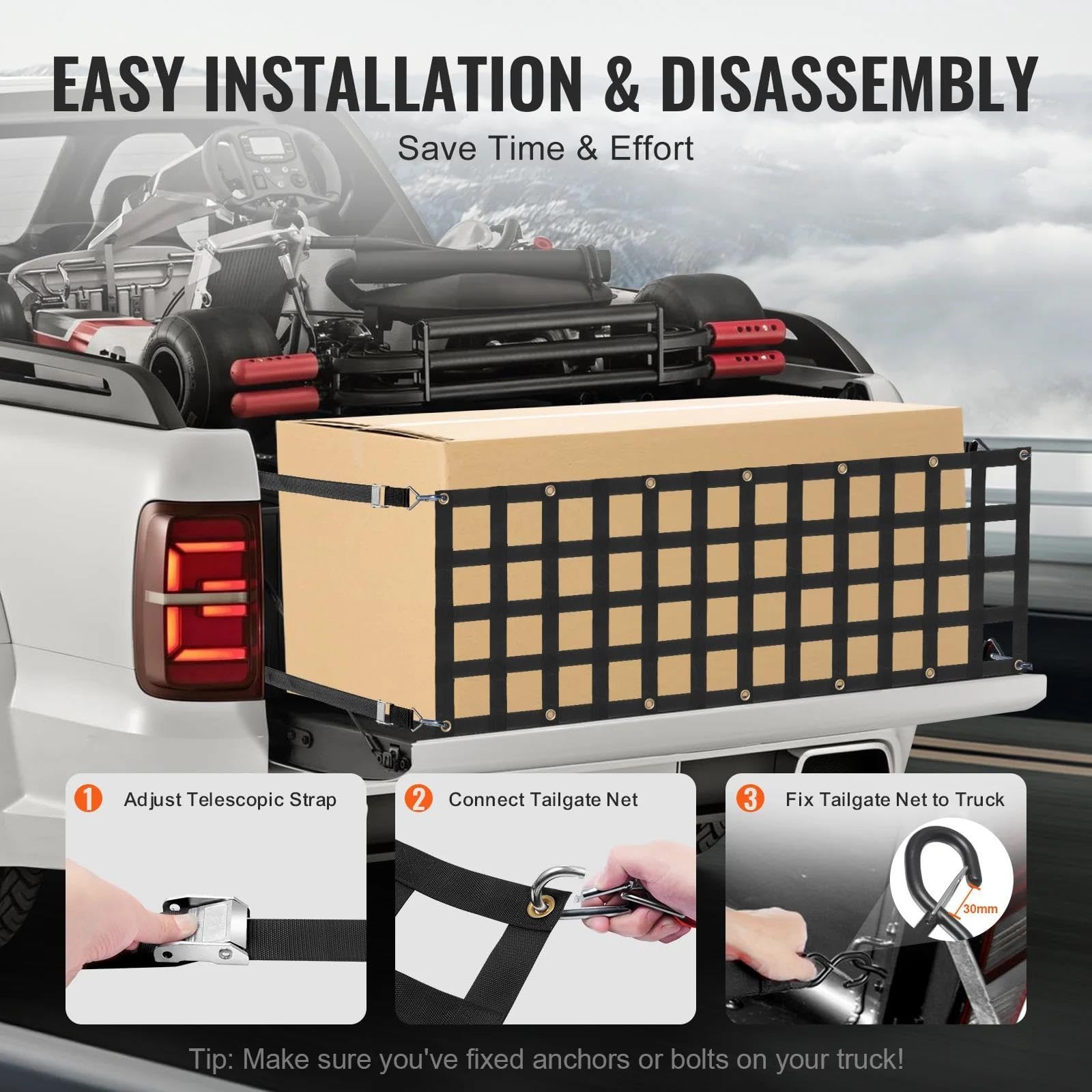 Red de Almacenamiento Red Elástica Portón Trasero Coche Organizador Almacenamiento Maletero con 4 Correas Telescópicas para Equipaje Remolque para Jeep SUV Red Maletero(54 x 18in)