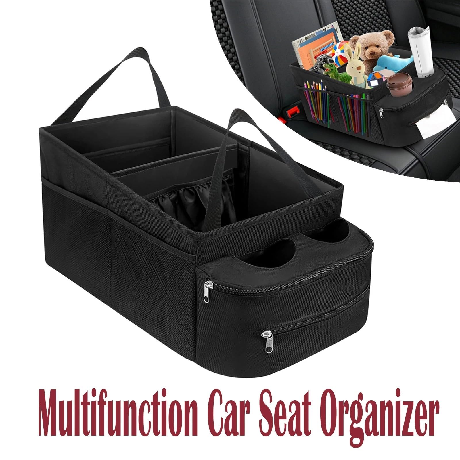 Almacén Antideslizante Durable‌ Organizador de maletero de coche, caja de almacenamiento, antideslizante, impermeable, para bolígrafo, taza de agua, organizador de teléfono Organizador de Maletero‌