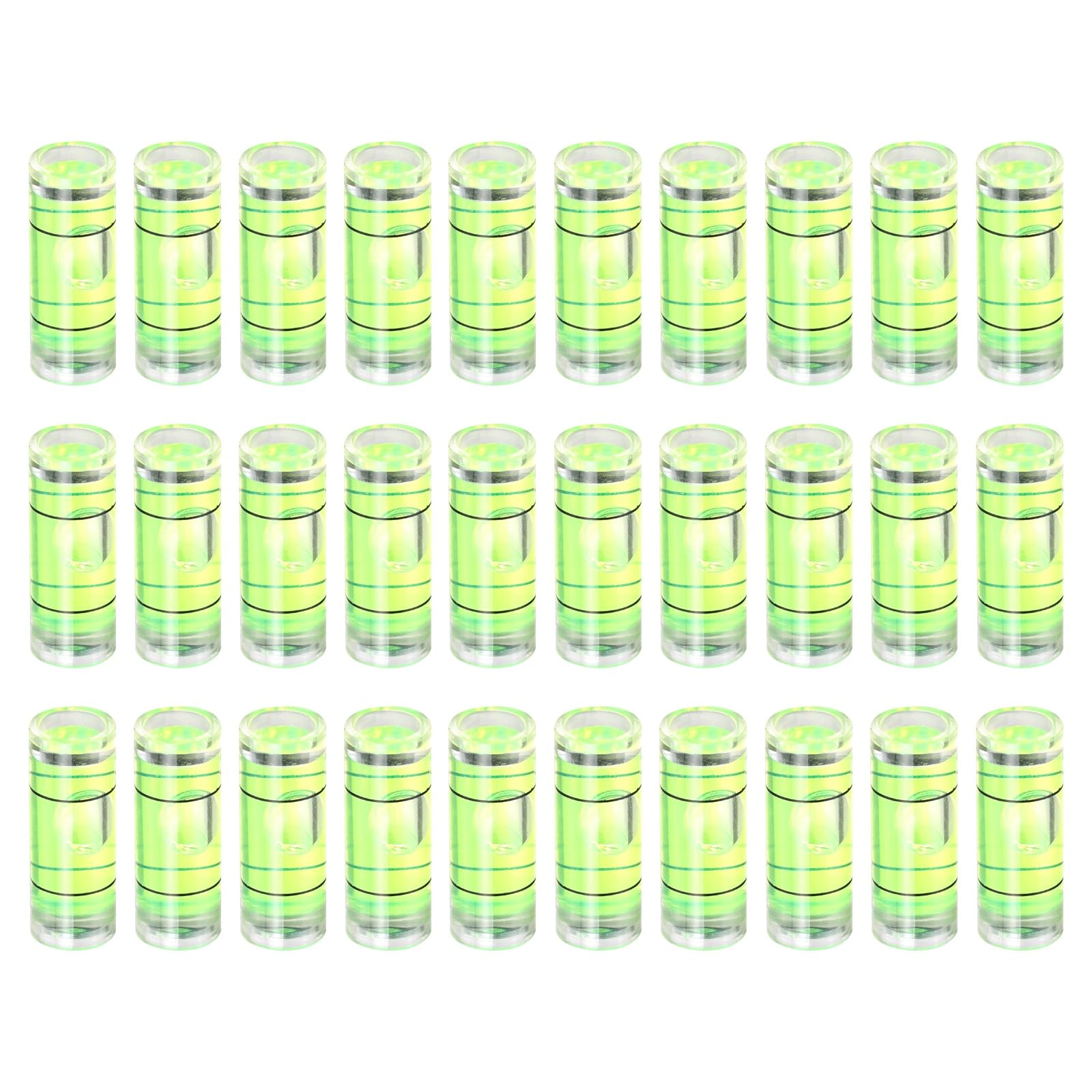 sourcing map 30pcs Small Cylindrical Bubble Level Vials 25x9mm PMMA Mini Horizontal Bubble Spirit Level Measuring Layout Tools for RV TV Picture Frame Hanging Tool Leveler