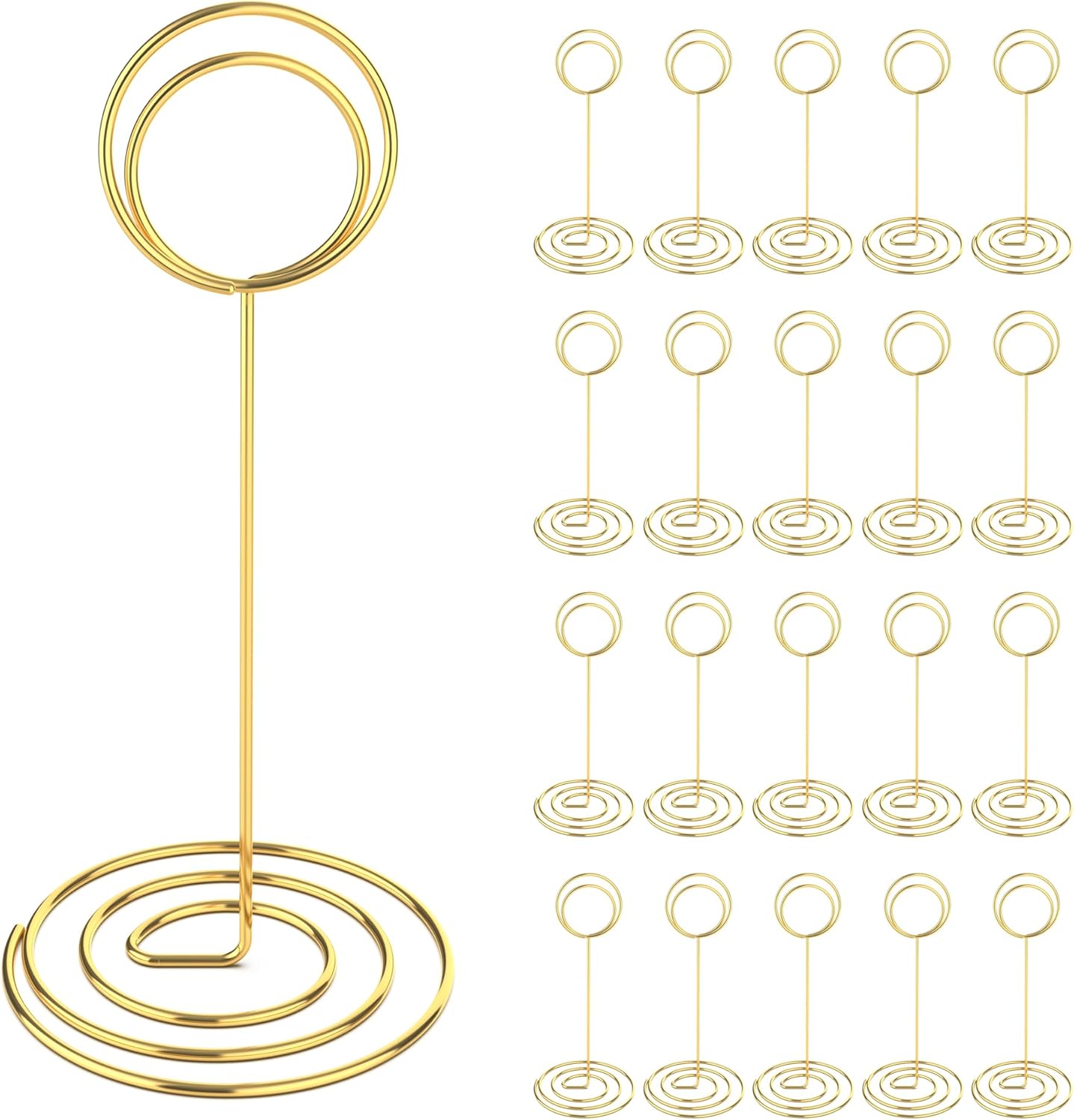 Radezon 20 Pcs Gold Table Number Holders, 6-Inch Place Card Holders With Widened Base, Wire Photo Stands for Tables, Name Menu Clips for Wedding Reception, Centerpieces and Events