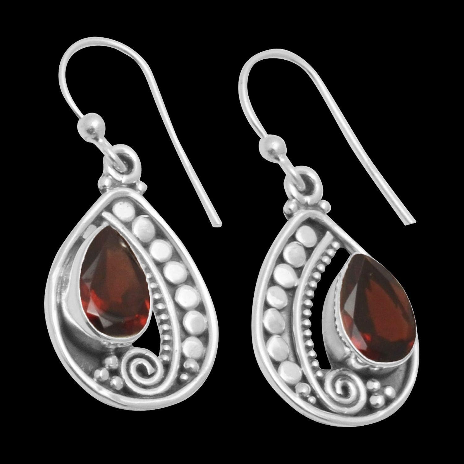 Silver Palace 925 Sterling Silver Natural Gemstone Earrings For Women And Girls