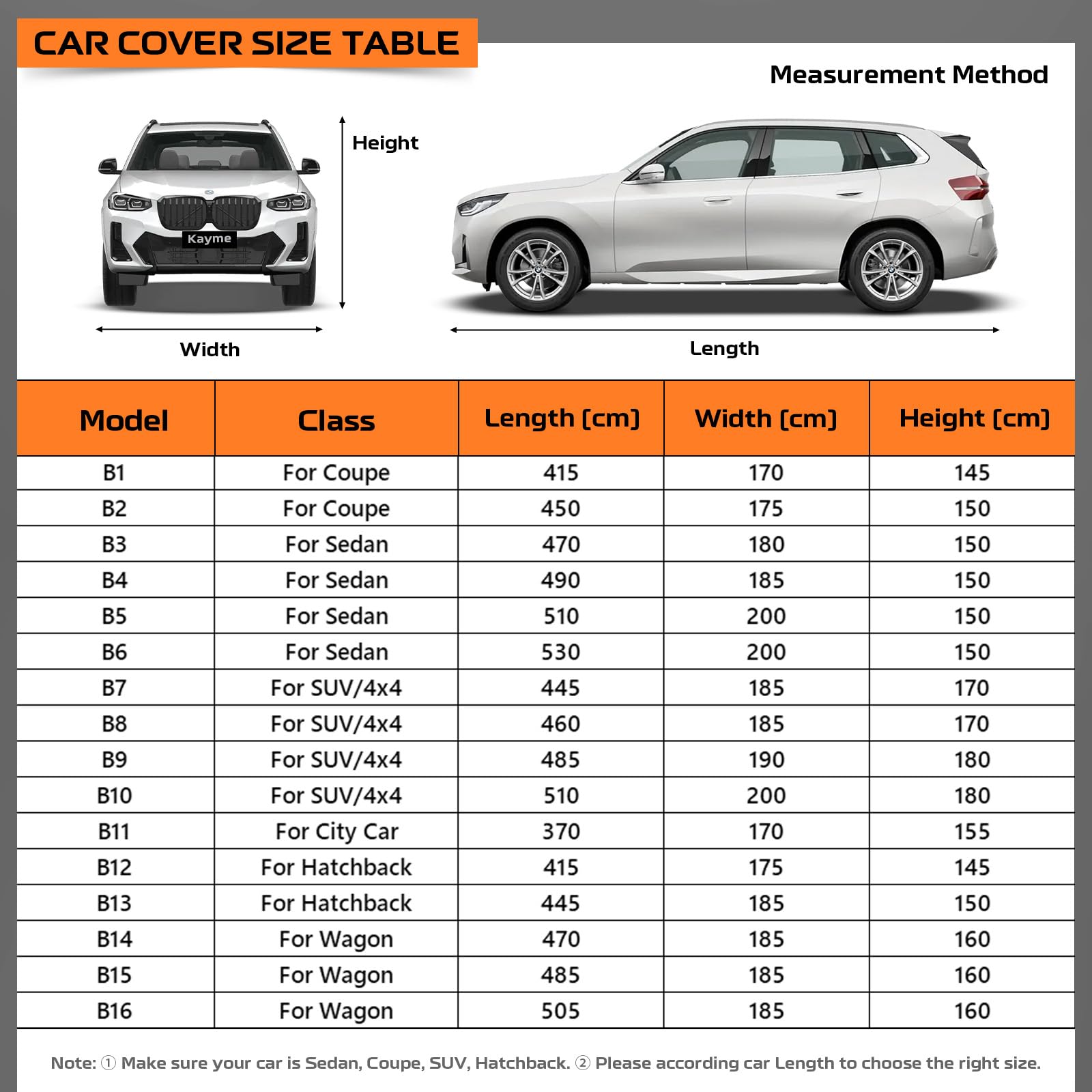 Kayme Telo Copriauto da Esterno, Copertura per Auto Impermeabile Anti UV Vento Antipolvere con Salvietta. Compatibile con Audi Q5, X3/X4, GLC, Model Y, RAV4 Etc. (SUV/4x4 da 465 a 485 cm)