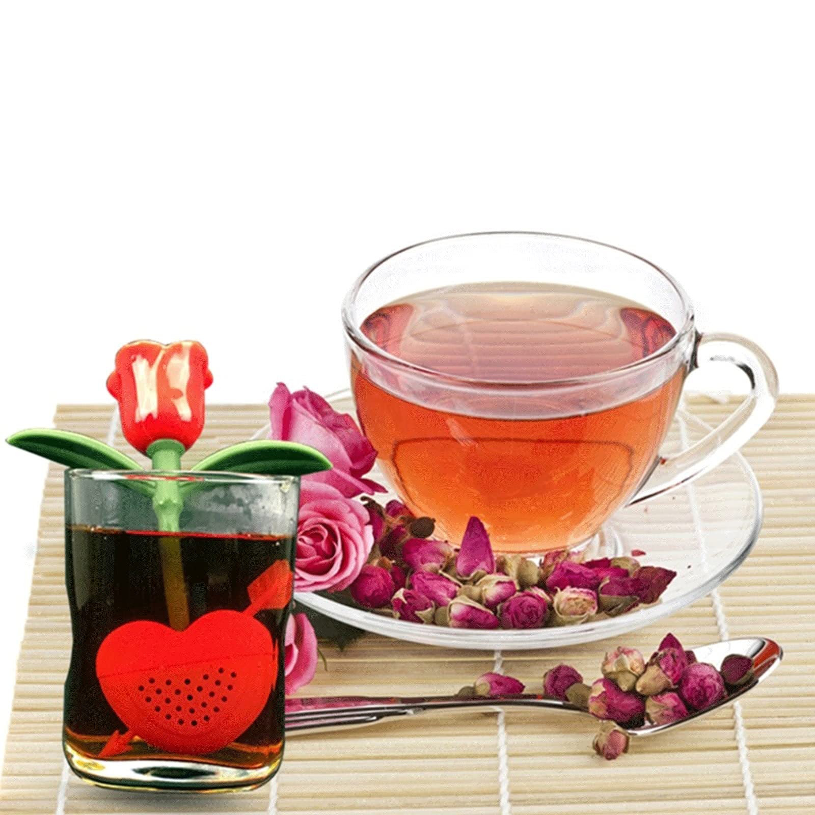 Colador de té, difusor de filtro de rosas de té, colador de silicona para diferentes tazas y hojas, herramienta de barra de cocina, accesorio de cocina (ciruela)