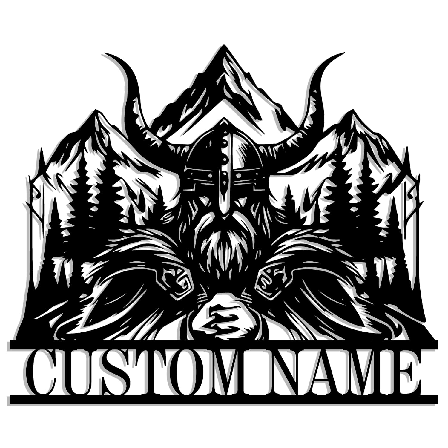 Kissesuu Style-1 Personalized Viking Metal Wall Sign, Odin & Skull Design, Scandinavian Decor, Mancave, Living Room, Outdoor Space