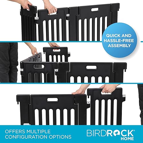Miniatura 2 de BIRDROCK HOME Corralito para perros con puerta, 12 paneles, 25.6 pulgadas de alto, plástico fuerte, antideslizante, puerta segura para mascotas,