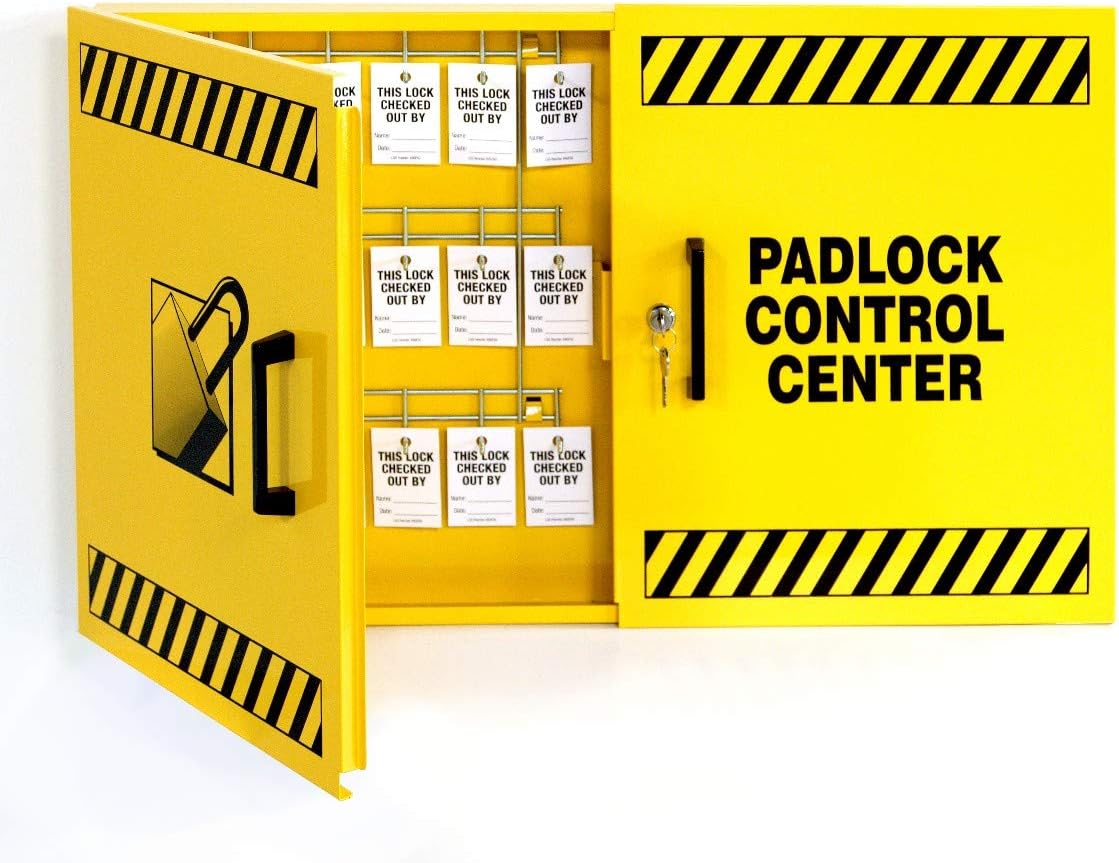 Lockout Tagout Kit, Padlock Control Center for Safe Padlock Storage, Double Wide Yellow