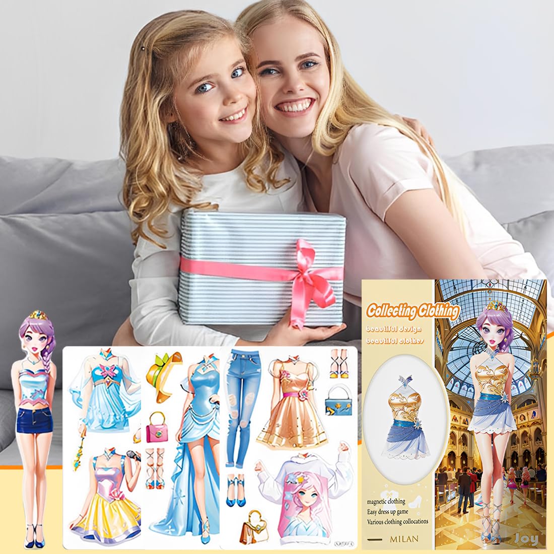 Muñecas de Vestir Magnéticas Muñeca de Papel de Vestir de Princesa Juguete de Juego de Viaje de Simulación y Juego Muñeca de Portátil para Vestir Princesas Regalo para Niña (Joy)