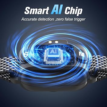 Smart No Shock Bark Collar, Beep Vibration Modes Collar | AI detection bark collar reduces false triggers with beep vibration modes, adjustable sensitivity and rechargeable design