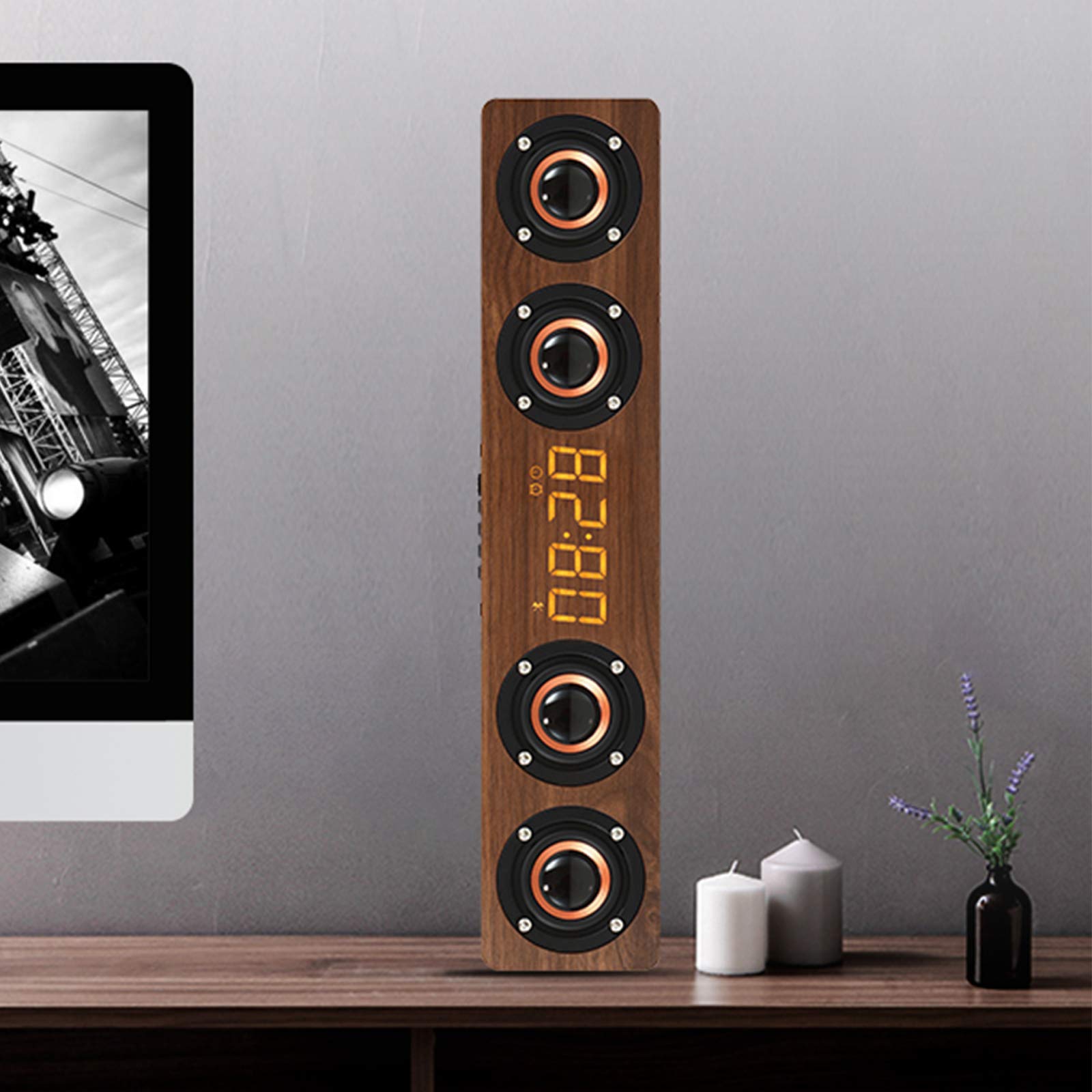 Soundbar per TV, Mini Soundbar Portatile Altoparlanti Wireless 2.0 Bluetooth 4.2 Sound Bar, modalità Surround 3D, per Computer, Laptop, TV, Tablet e Smartphone,Marrone The New
