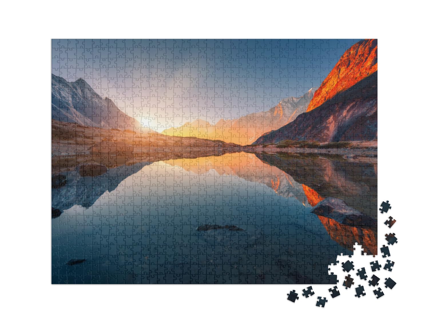 Puzzle 1000 pièces XXL « Paysage avec Montagnes et Sommets au Népal, Himalaya »