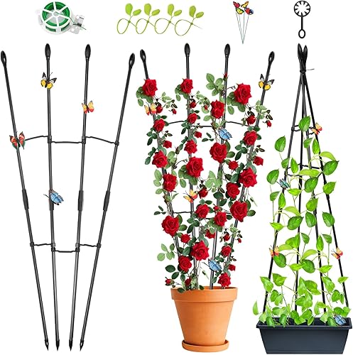 Cludoo Paquete de 2 enrejados de jardín para plantas trepadoras de interior y exterior de 31.49 pulgadas para plantas trepadoras, enrejado para