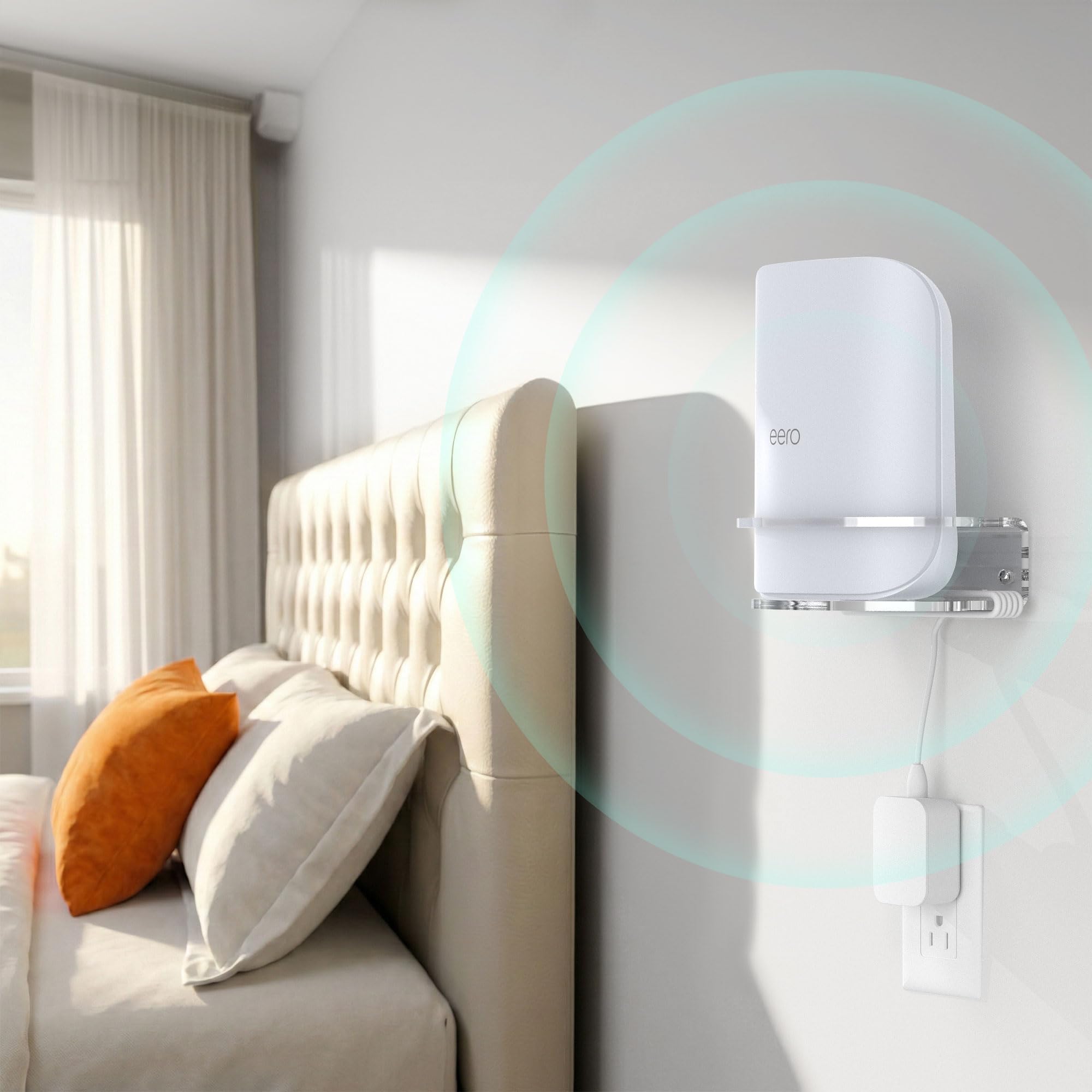 HomeMount Lot de 2 supports muraux pour routeur eero Pro 7, support mural en acrylique transparent avec anneau de protection sécurisé, support WiFi peu encombrant pour la maison et le bureau