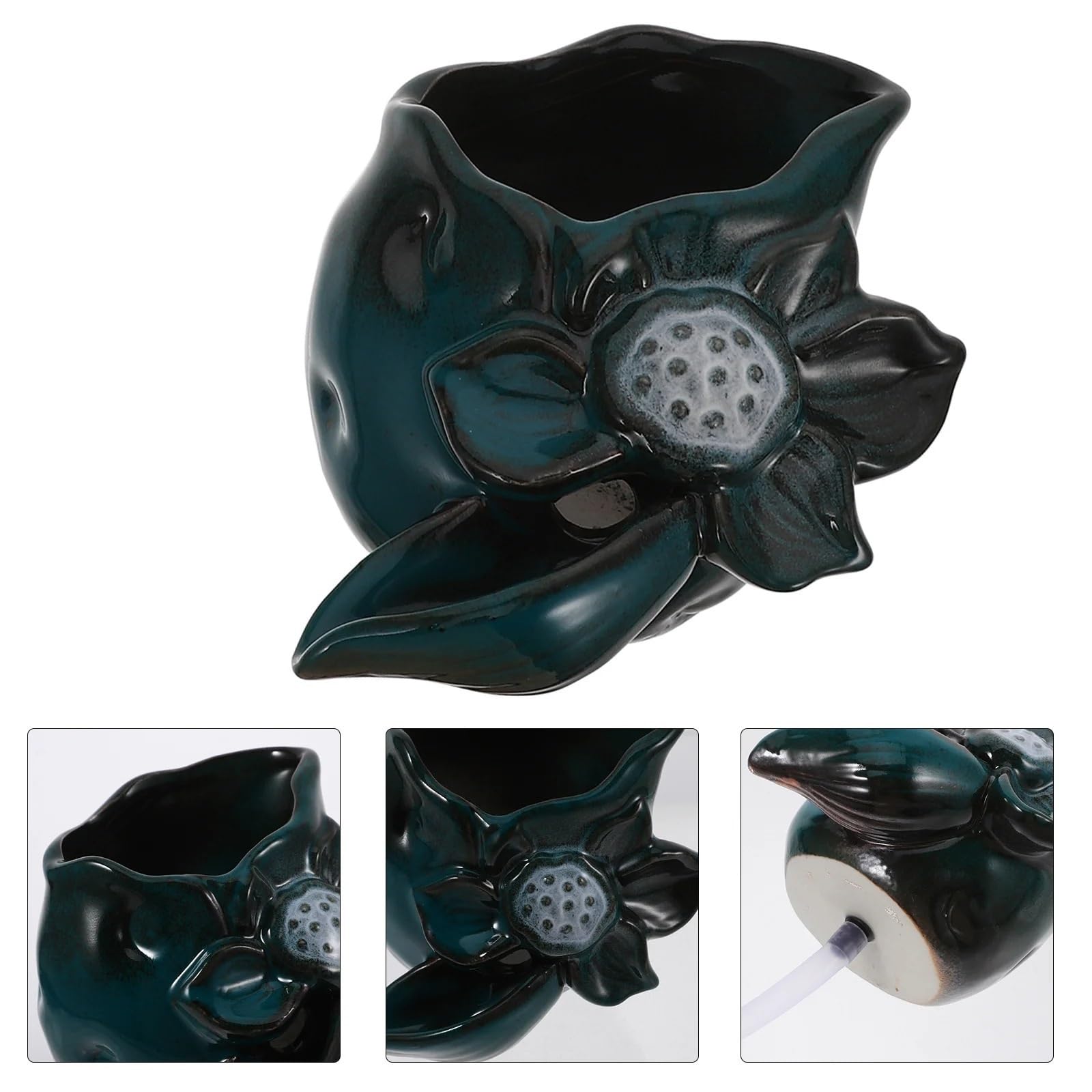 Pompka Słoneczna Fontanna Wylot Dekoracja Akwarium Dekoracje Wodne Spitter do Oczek Wodnych Cechy Zewnętrzny Wodospad Zraszacz dekoracja ogrodowa(Black13.00X11.00X10.)