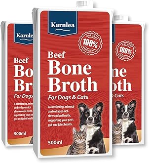 Pets Beef Bone Broth - 3x 500ml | 100% Real & Natural Liquid Bone Broth for Cats & Dogs | Nutritious High in Collagen & Protein for Healthy Joints, Gut, Digestion, Skin & Sickness Recovery
