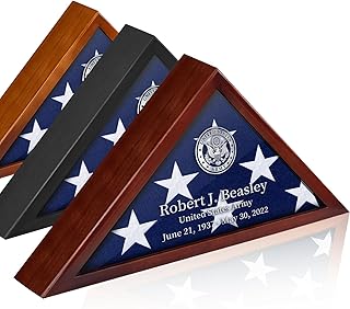 Personalized Flag Case for Burial Flag DIY by Yourself, Glass Front Mahogany Display Case