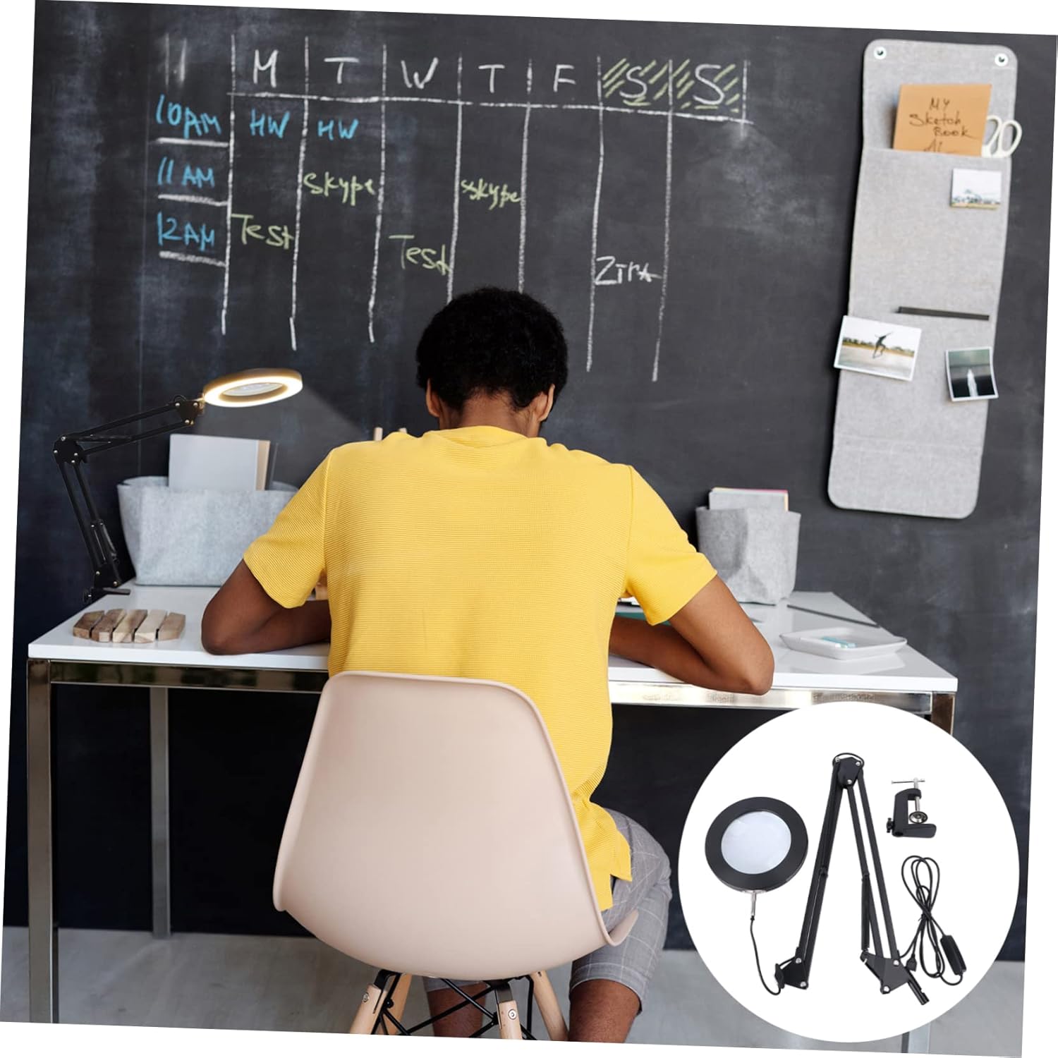 Retractable Led Desk Lamp Magnifying for Home Office Bedroom Work Light