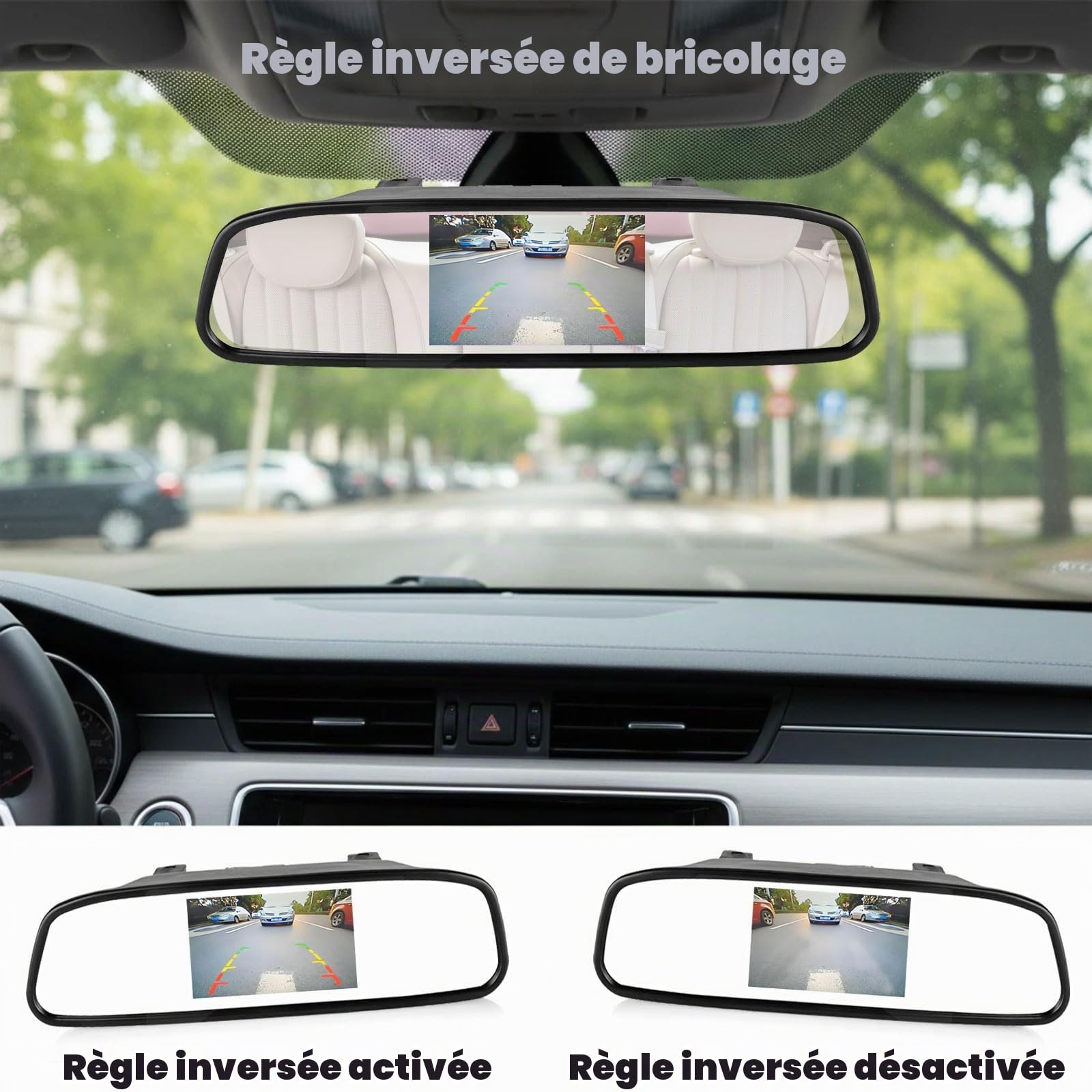 Kit de caméra de recul Wried, moniteur de rétroviseur TFT LCD 4,3 pouces pour voiture avec 4 LED, étanche, vision nocturne, caméra de recul inverse
