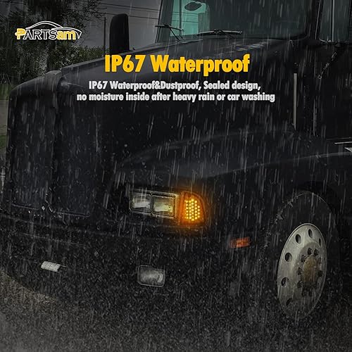 Vista 3 de Partsam 1 par de 29 luces LED de señal de giro delanteras y luces de estacionamiento de repuesto para Kenworth T600 T660 K300 T300 T330, lente
