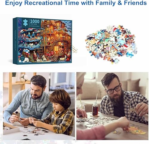 Miniatura 6 de Rompecabezas para adultos, 1000 piezas, pueblo de Navidad, 20.5 x 15 pulgadas, rompecabezas para adultos, juguete educativo de desafío, rompecabezas